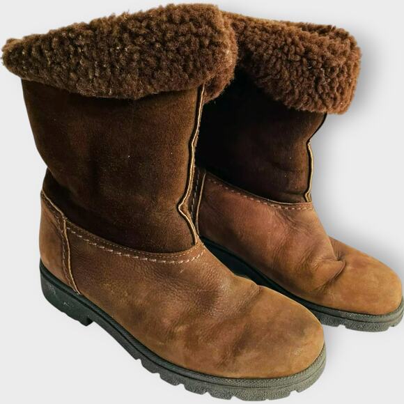 Sorel Winter Boots Faux Shearling Brown Suede Fall Autumn Warm Size 6 - Picture 1 of 9